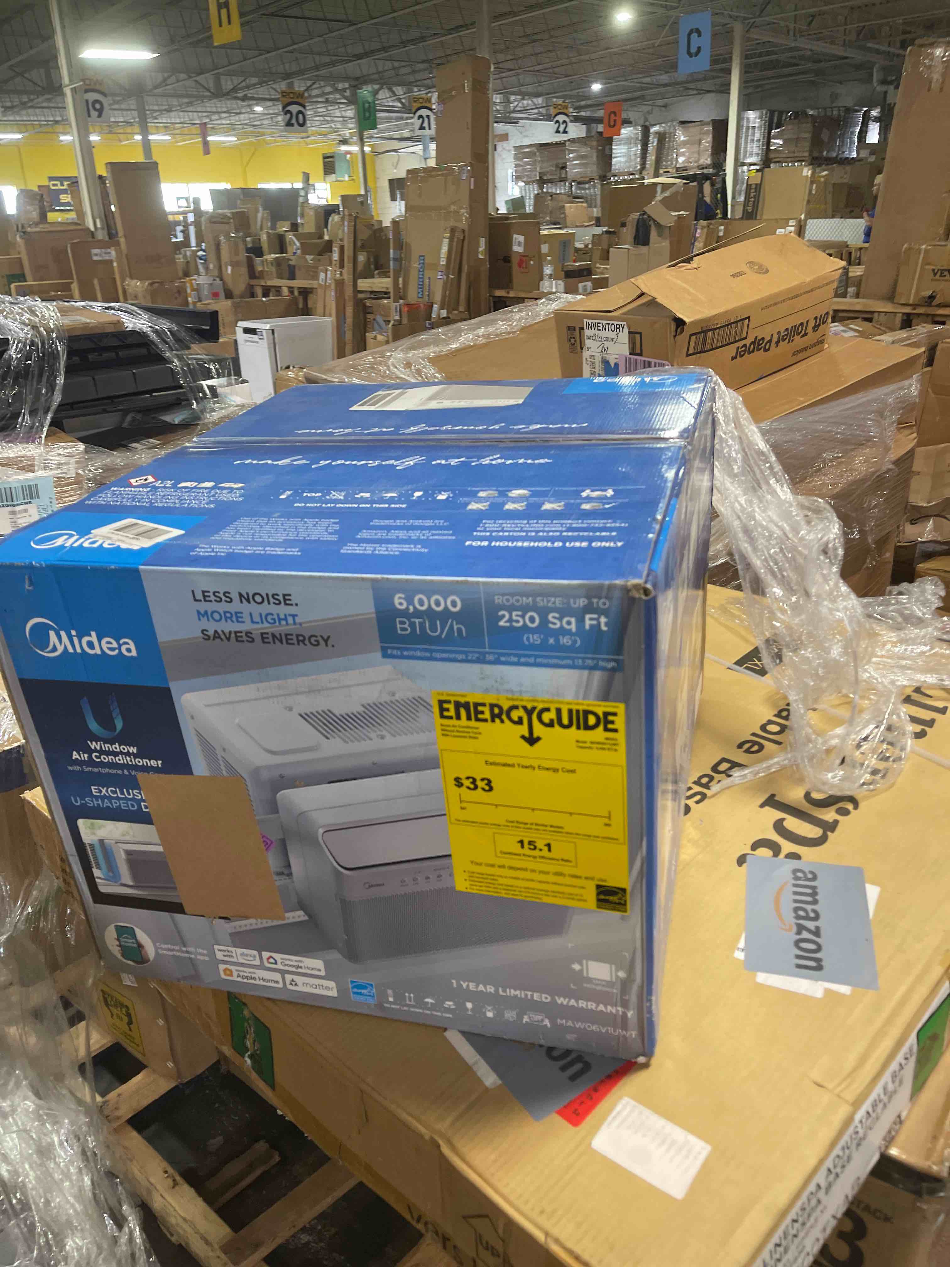Condition photo showing New/Like New for midea 6,000 btu u shaped smart inverter window air conditioner - cools 250 sq ft, ultra quiet with open window operation - alexa/google assistant compatible, 37% energy savings, remote (2026 edition)