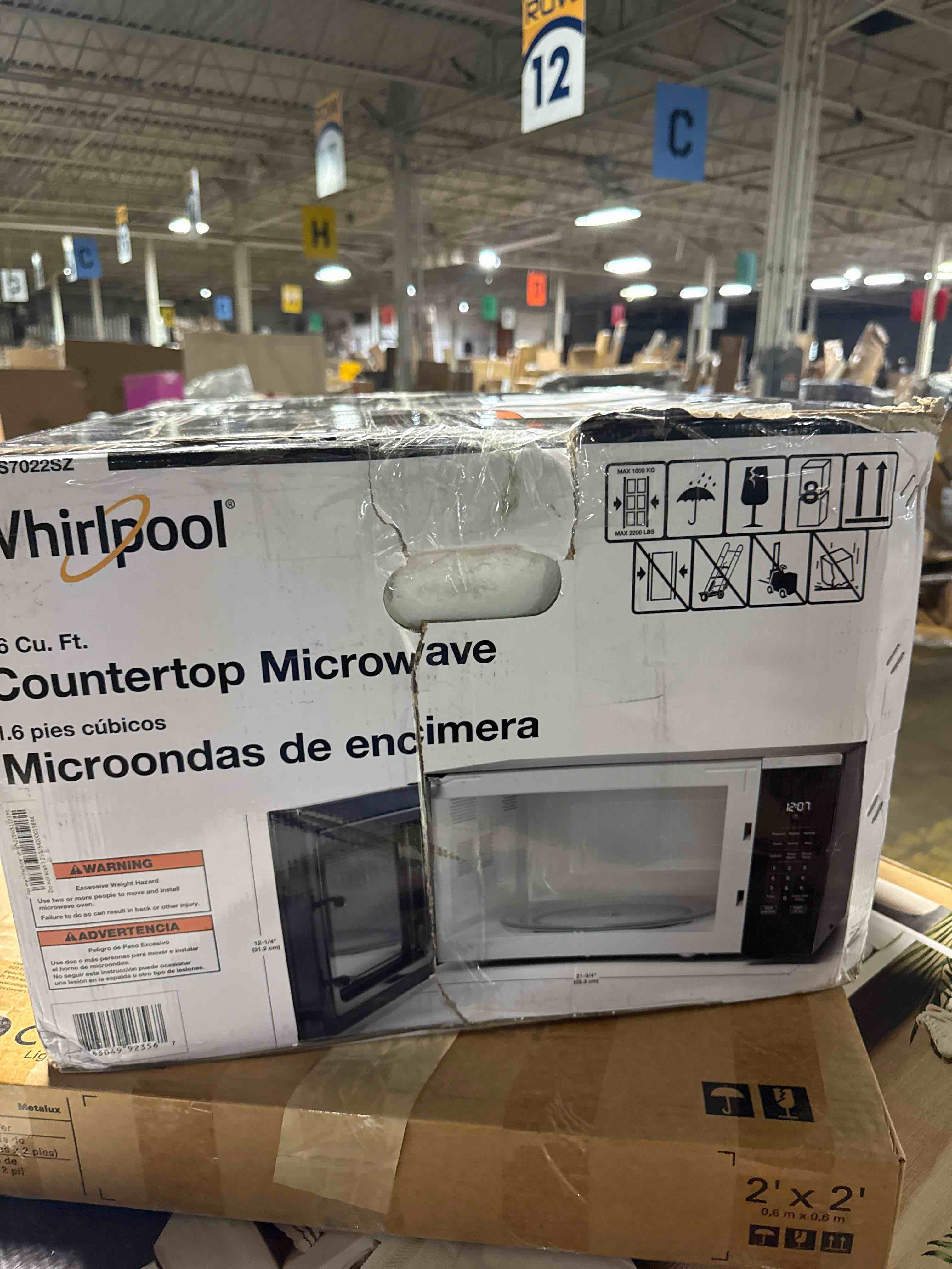 Condition photo showing Good Condition for whirlpool wmcs7022sz 1.6 cu. ft. fingerprint resistant stainless countertop microwave