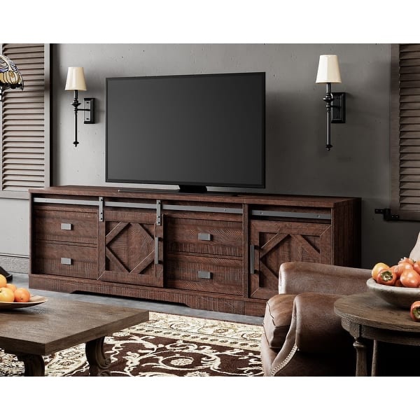 wampat modern farmhouse tv stand for up to 85" tvs - brown