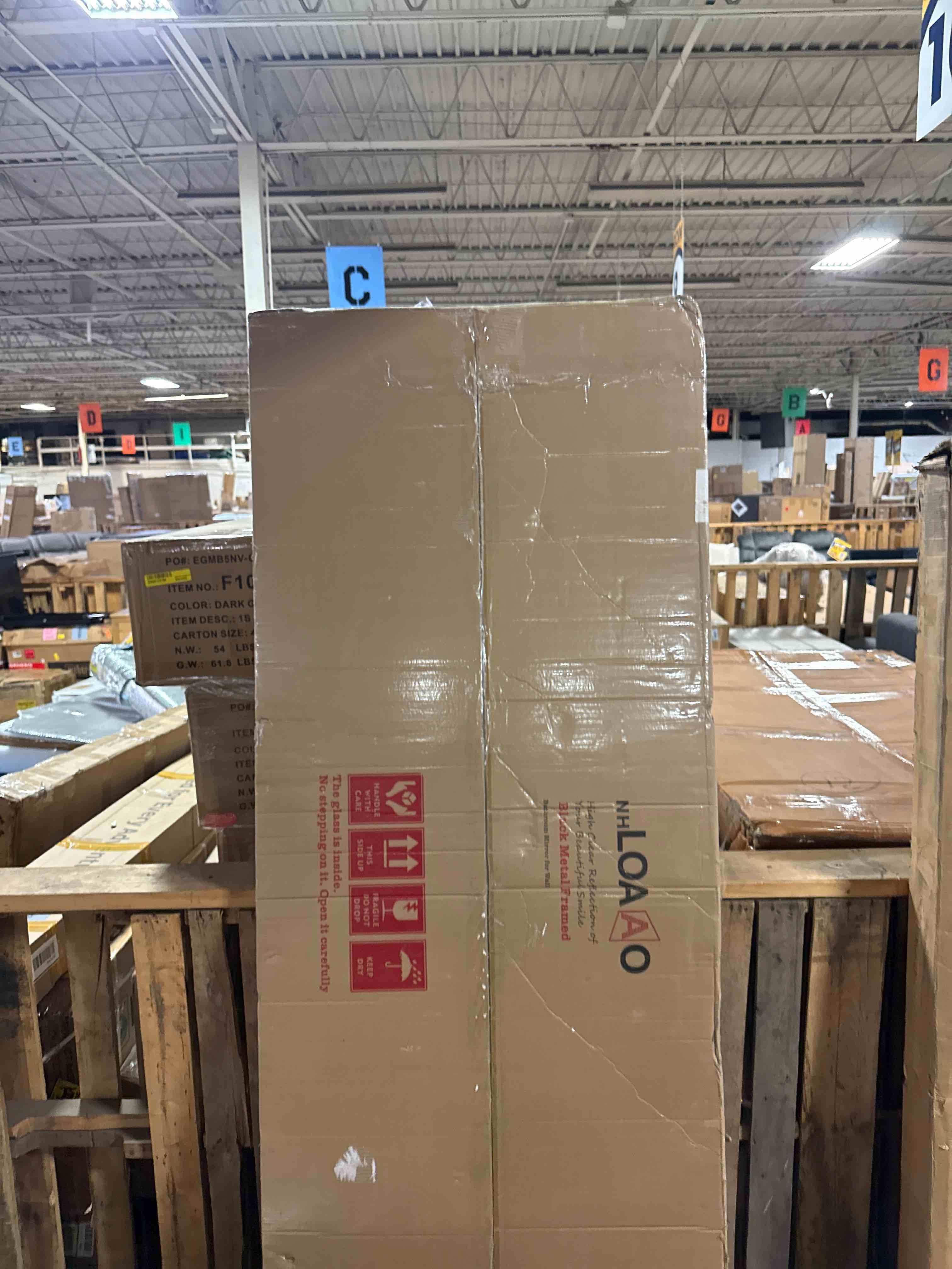 Condition photo showing New/Like New for loaao black bathroom mirror 84"x32" for wall, rectangle bathroom vanity mirror, tempered glass, hangs vertically or horizontally, easy to install, modern design matte blak 84"x32"
