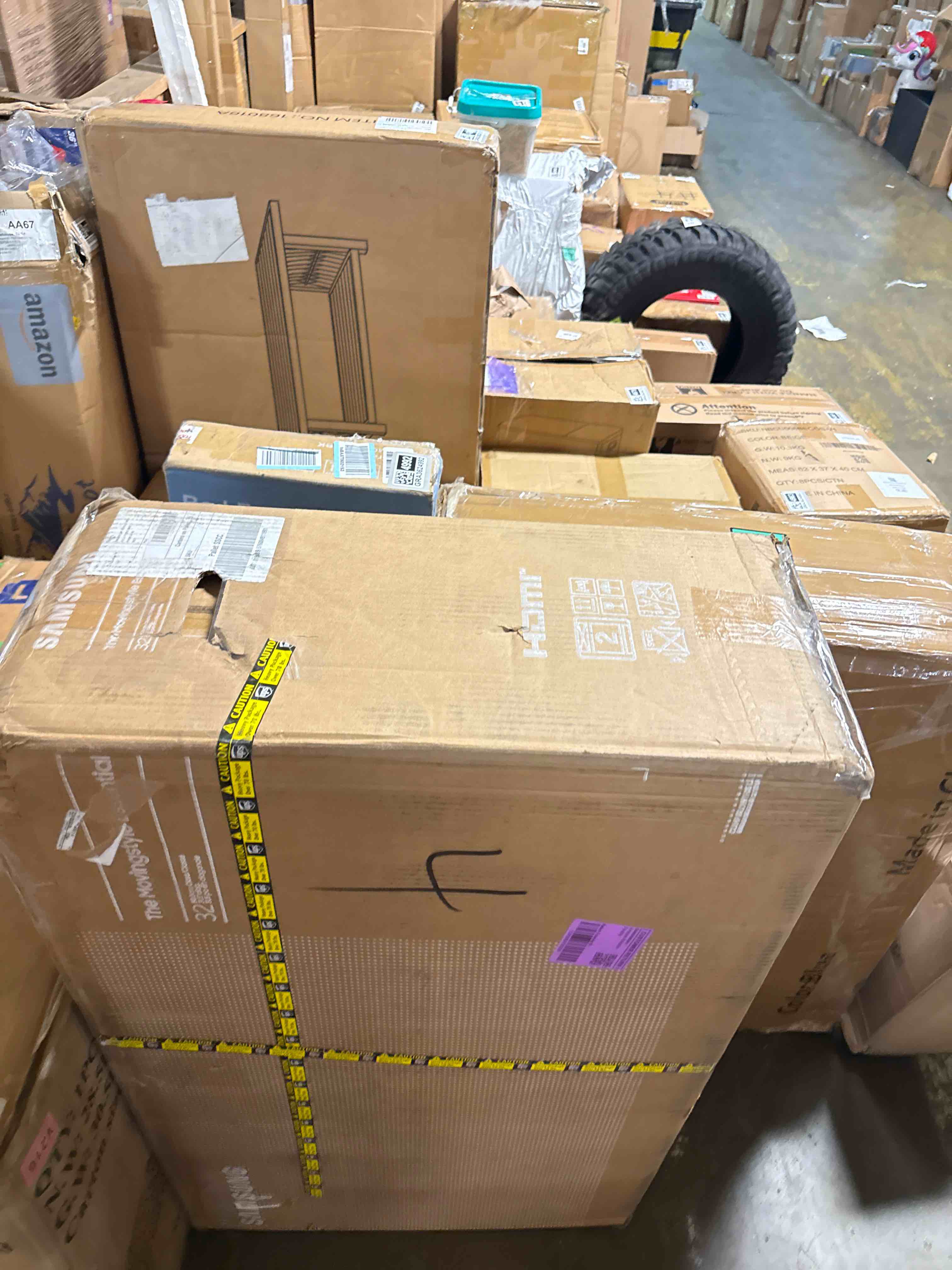 Condition photo showing As Is for 32 inch the movingstyle essential 4k uhd | adjustable rolling stand | smart tv apps | smartthings (sold for parts only)