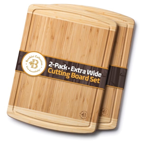 Cutting Boards for Kitchen - Bamboo Wood Cutting Board with Juice Groove - Charcuterie Boards & Chopping Butcher Block