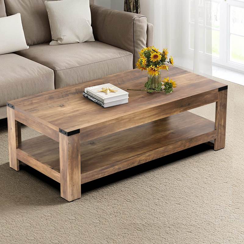 Damika Rectangular Coffee Table with 2-Tier Storage
