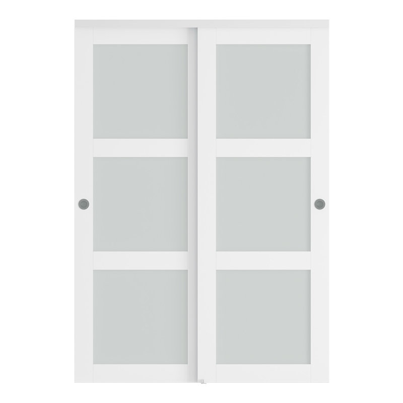 Frosted Glass Sliding Closet Doors With Installation Hardware Kit
