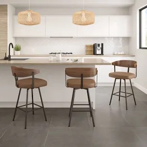 2 Amir Swivel Counter & Bar Stool with Wooden Back