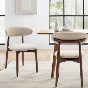 Upholstered Solid Wood Dining Chair Side Chair (Set of 2)