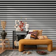 Peel and Stick Wallpaper Wall Mural Modern Minimalist Black Stripeson