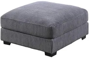 Grey corduroy fabric ottoman