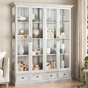 78" Tall Display Cabinet With 4 Drawers