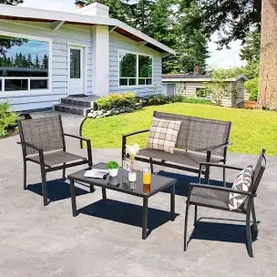 outdoor four piece textilene conversation set