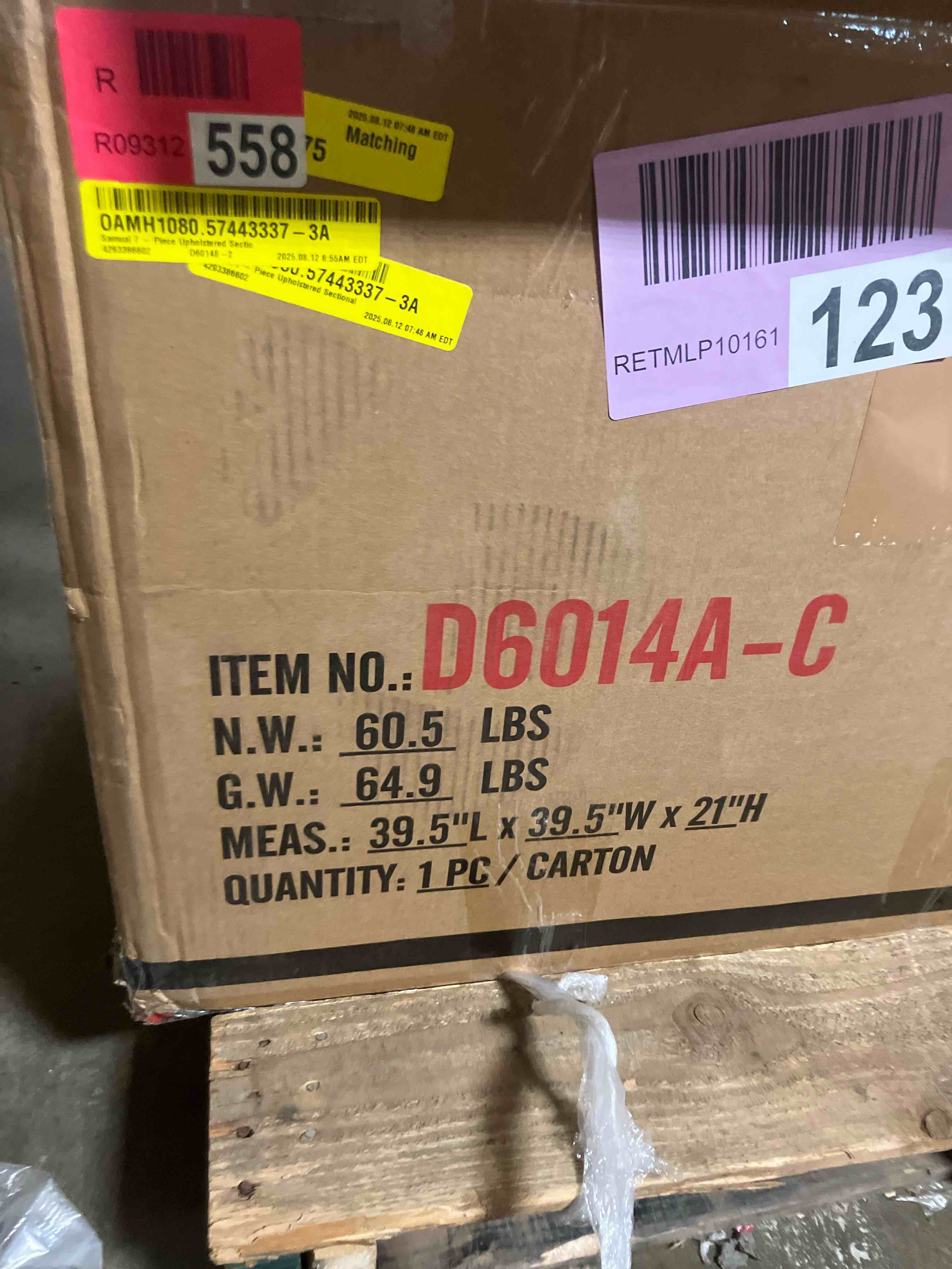 Condition photo showing New/Like New for 9ft Dark gray, three-piece upholstered sectional