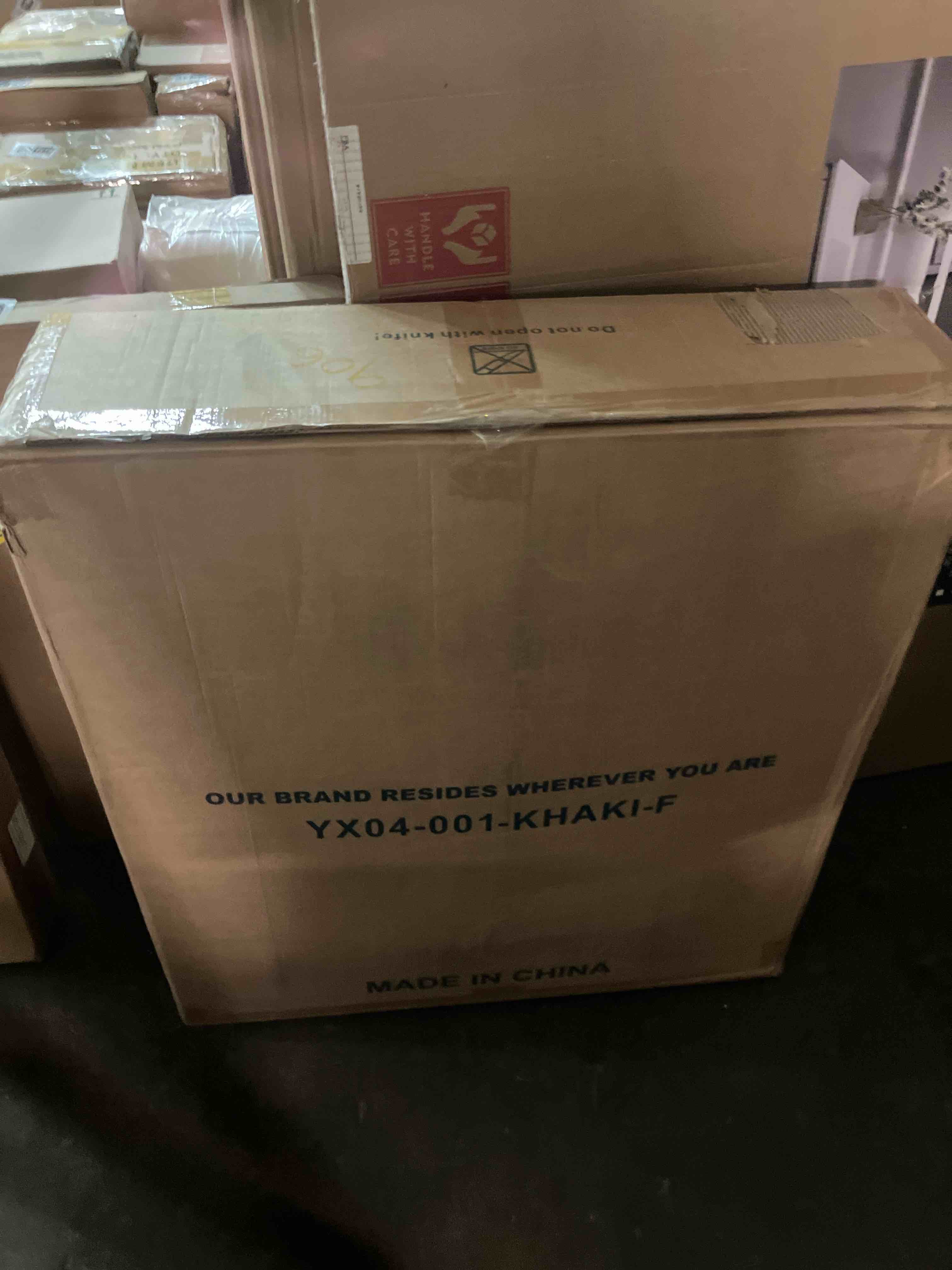 Condition photo showing New/Like New for Lazy Chair with Folding Ottoman, Accent Chair Velvet Upholstered with Metal Structure and Non-Slip Pads, Sofa Armchair with Footrest and Side Storage Bag for Dorm, Room, Office, Khaki