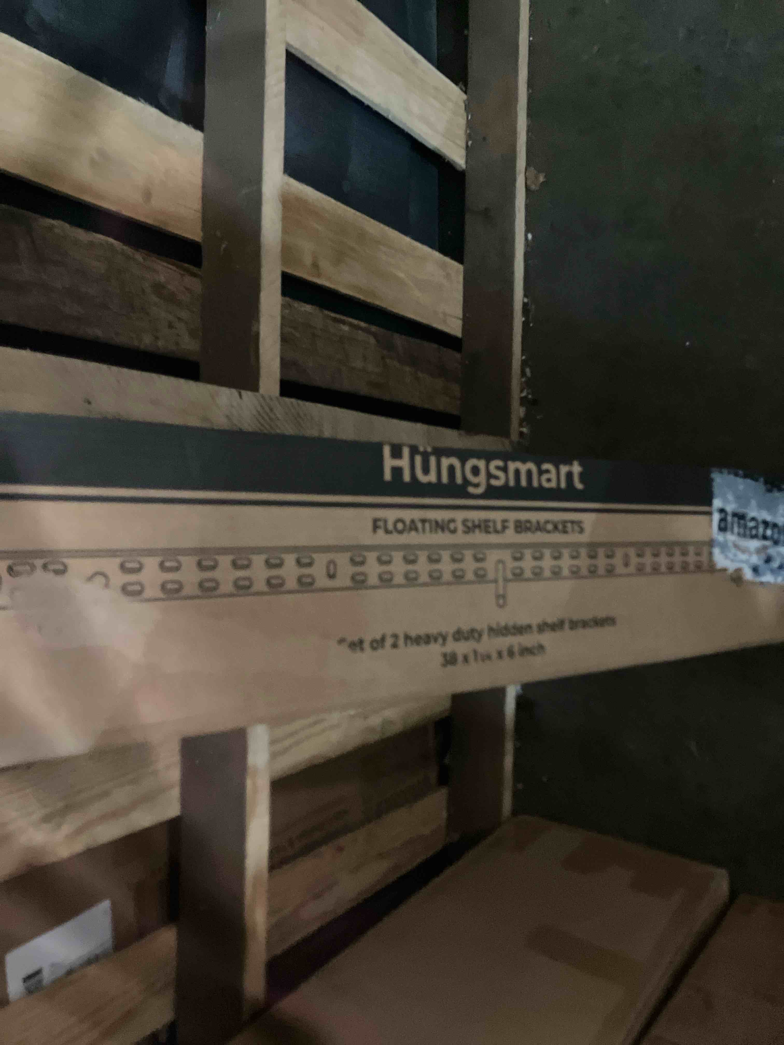 Condition photo showing New/Like New for Set of 2 Floating Shelf Brackets 38 inch Multiple Mounting Location Hit 3 Studs Heavy Duty Perfect Bracket for Long Shelf/ Hidden Wall Shelves Support Hardware Kitchen/Living Room/Office (4 inch Rods)