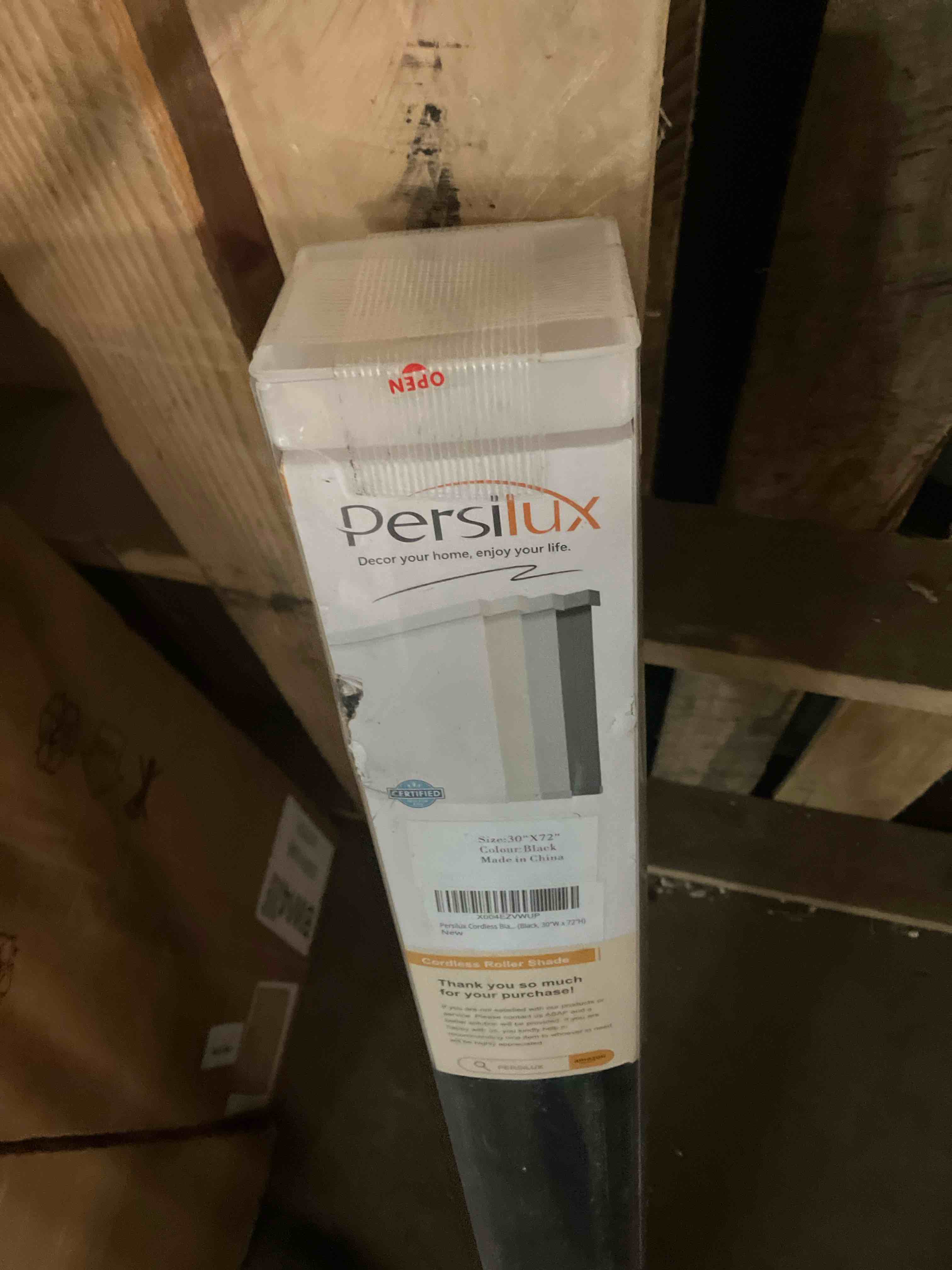 Condition photo showing New/Like New for Persilux Cordless Blackout Shades with Valance, Thermal Insulated Fabric Window Blinds for Windows, UV Protection Shades for Home and Bedroom (Black, 30"W x 72"H)