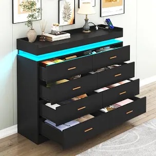 8 Drawer 47.29" W Dresser With LED Light