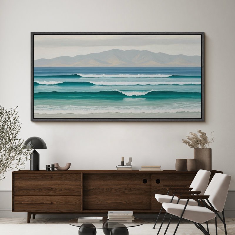30”X60” Large Framed Canvas Print Wall Art - Beach Ocean Landscape Print for Coastal Home Decor