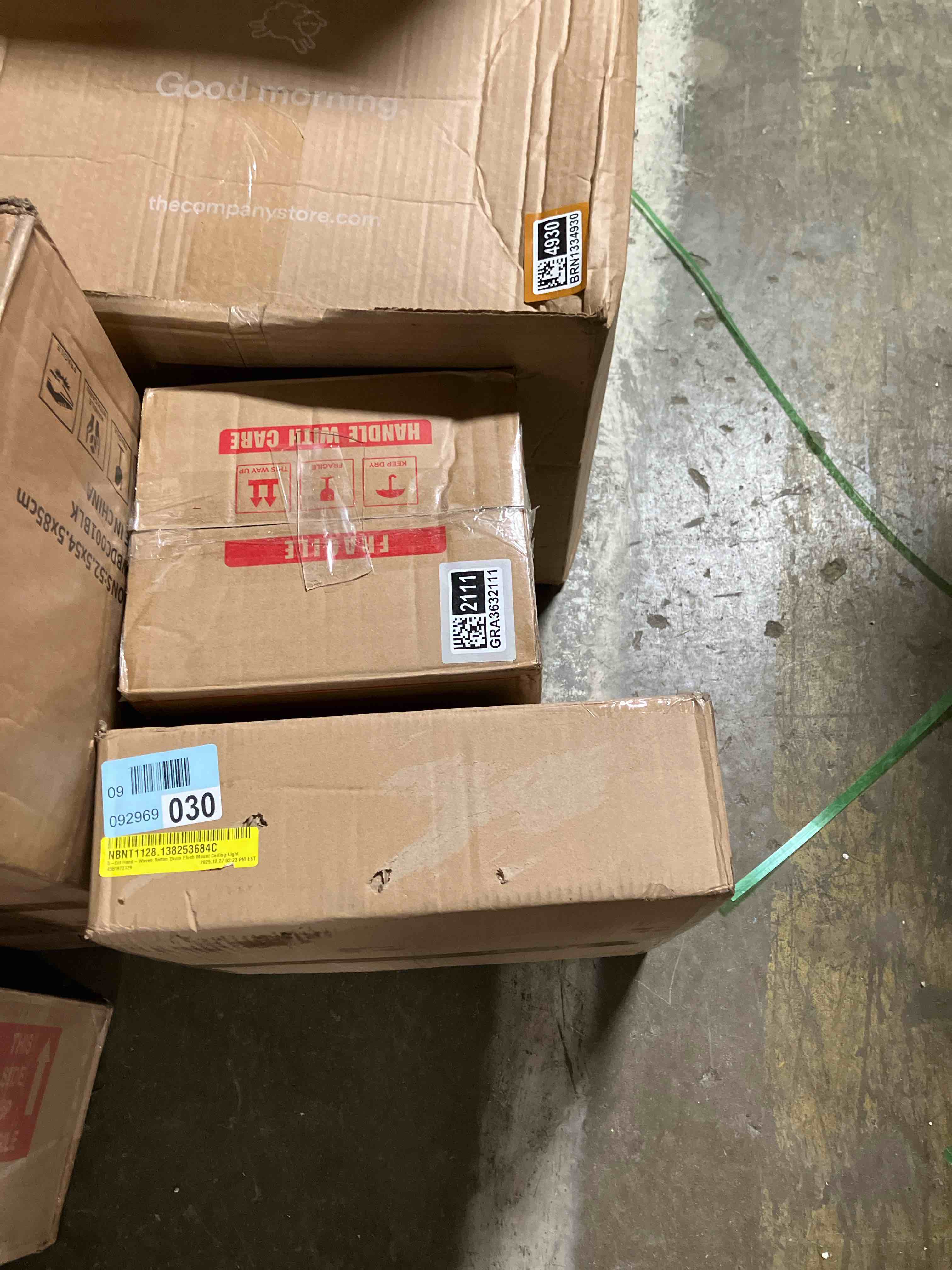 Condition photo showing New/Like New for 5-Cct Hand-Woven Rattan Drum Flush Mount Ceiling Light