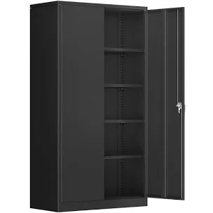 Metal garage storage cabinet with four adjustable shelves 72X36