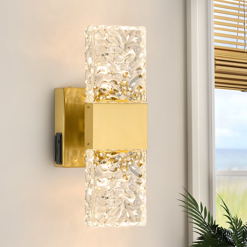 11.8'' Rechargeable Dimmable Crystal LED Wall Sconce with Remote