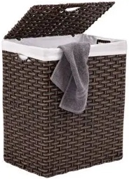 Classic Brown Laundry Hamper 26.4 Gal (100L) Lid & Removable Liner