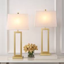 Osterhout 29" Stunning Gold and White Linen Table Lamp (Set of 2)