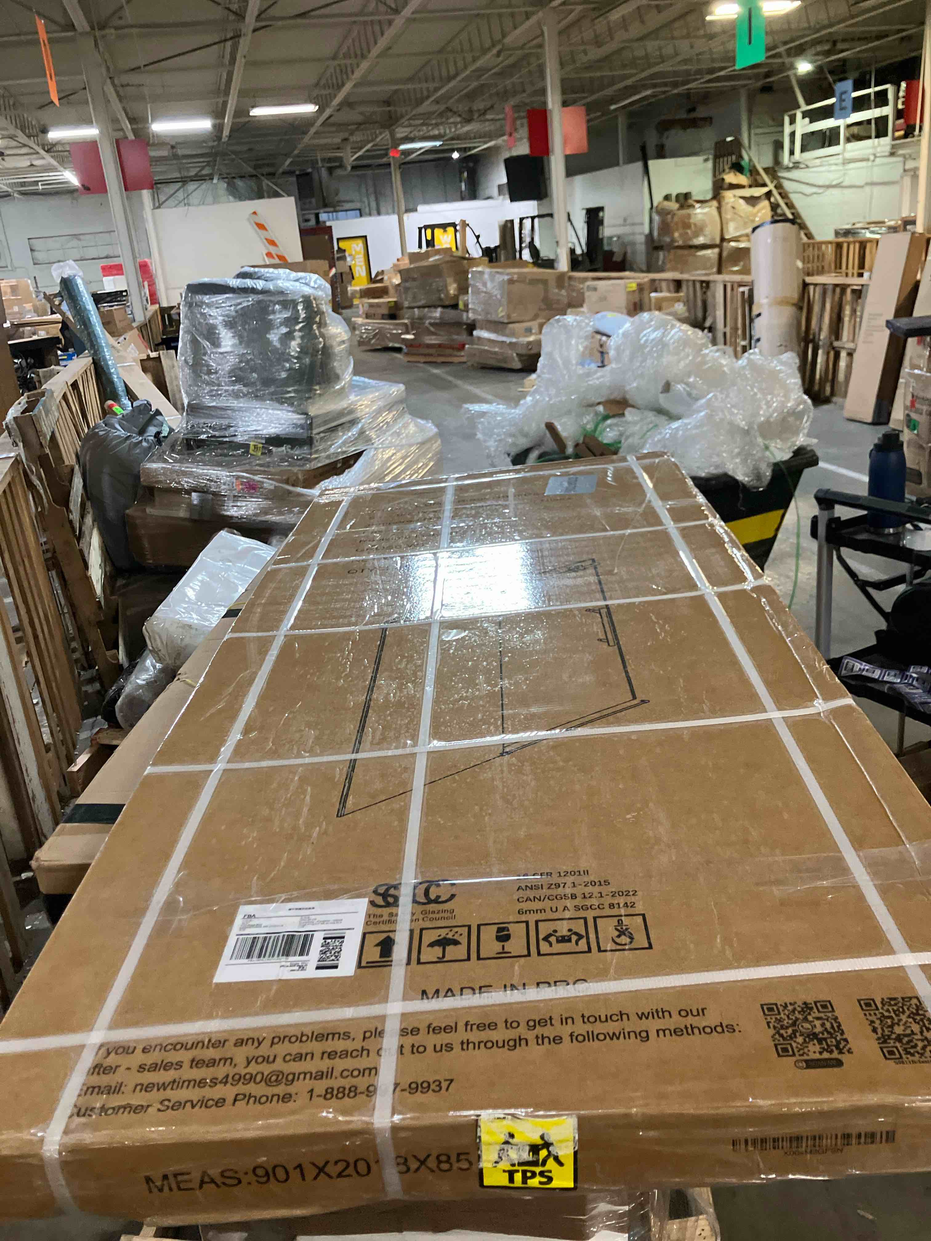 Condition photo showing New/Like New for 56-60" W x 70" H Semi-Frameless Shower Door, Double Sliding Shower Door with 1/4" (6mm) Clear SGCC Tempered Glass, Matte Black Finish Shower Doors, Reversible Installation