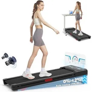 TRAILVIBER Walking Pad Treadmill with 12% 9-Level Auto Incline, 450 lbs Capacity RGB LED Screen, Blu