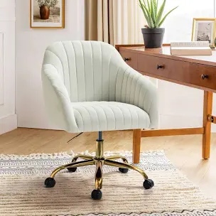 adan modern velvet task chair with wood frame and back