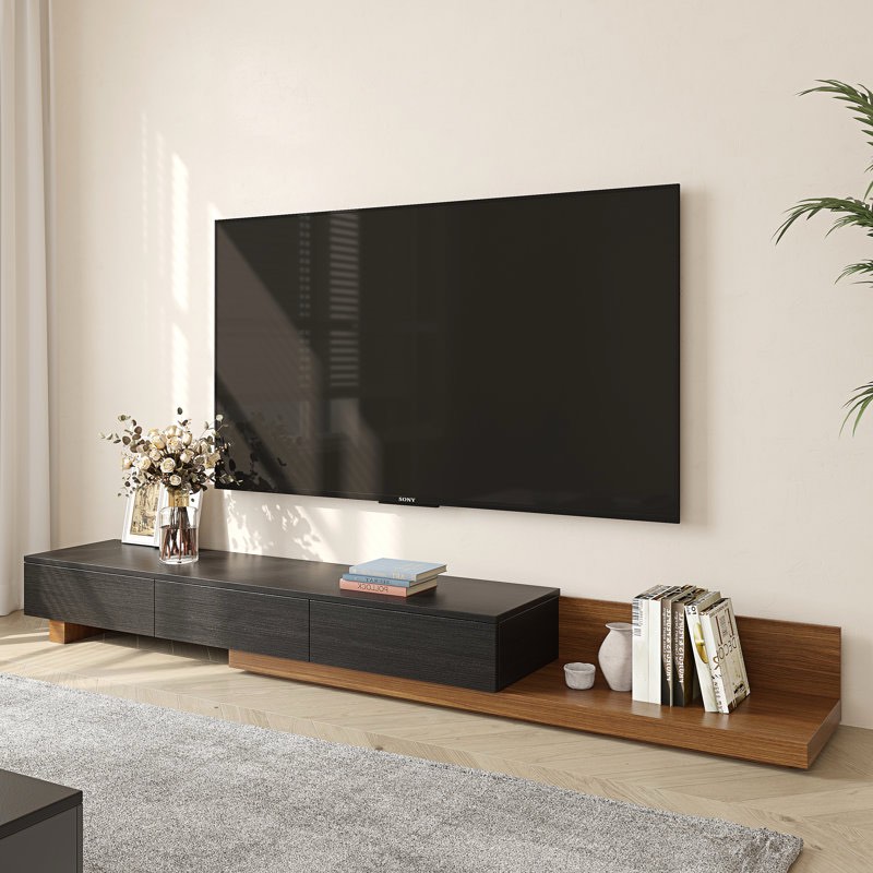 carmavy extendable tv stand for tvs up to 85'' with storage drawers