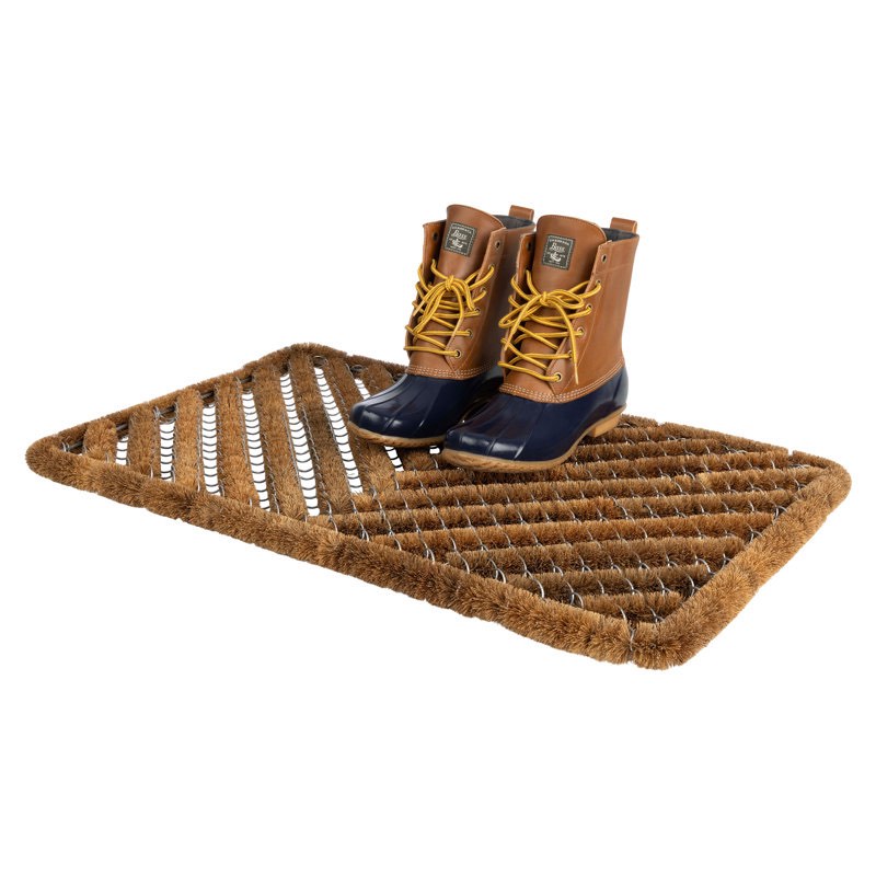 Natural Coir Doormat - 29x19in Dirt Trapping Welcome Matt Outdoor or Indoor Front Door Mat Outside Entrance - Easy to Clean Heavy Duty Coco Coir and Stainless Steel Welcome Mat
