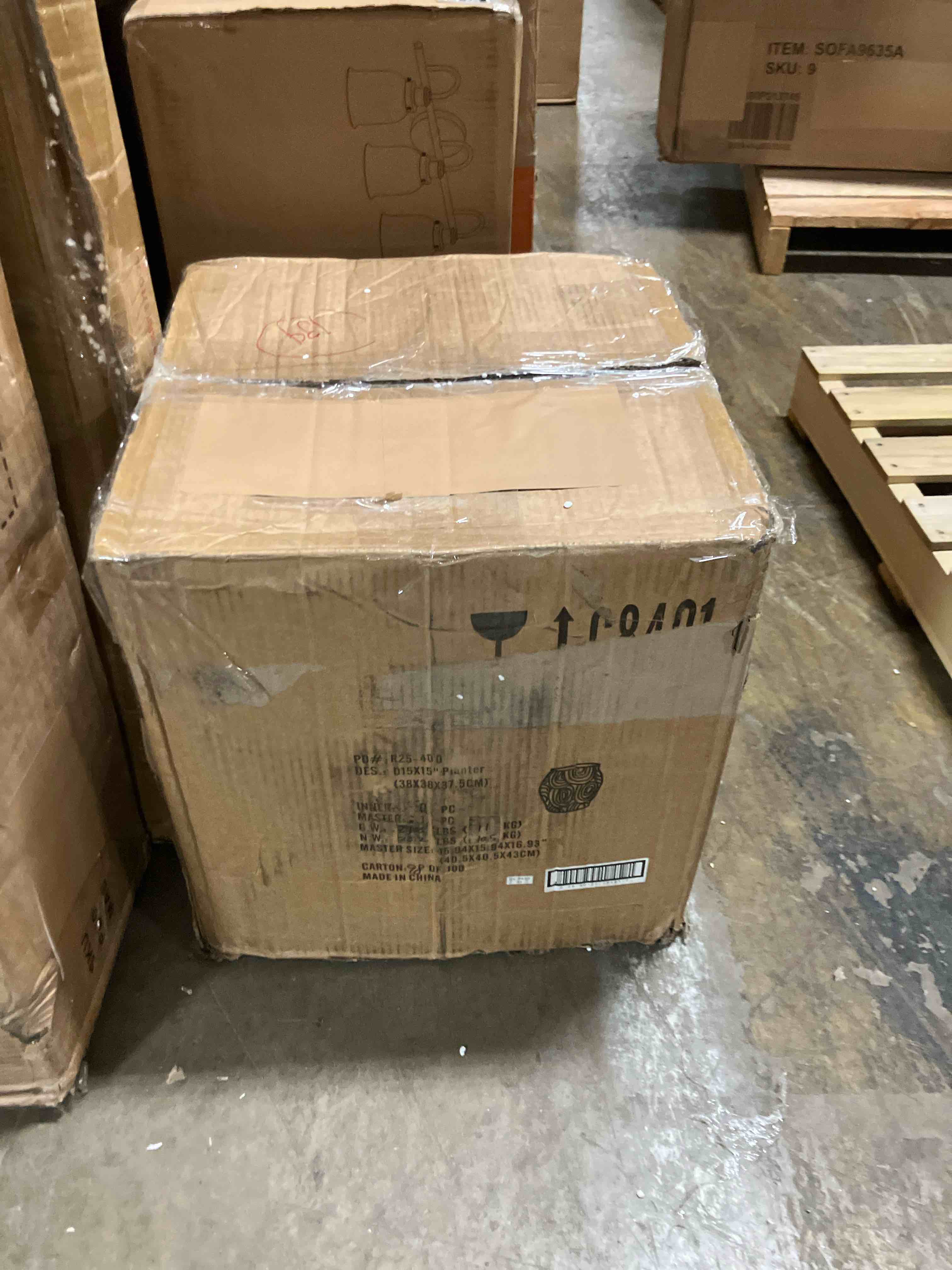 Condition photo showing As Is for Decorative Brown Sand And Cement Planter  (Broken)