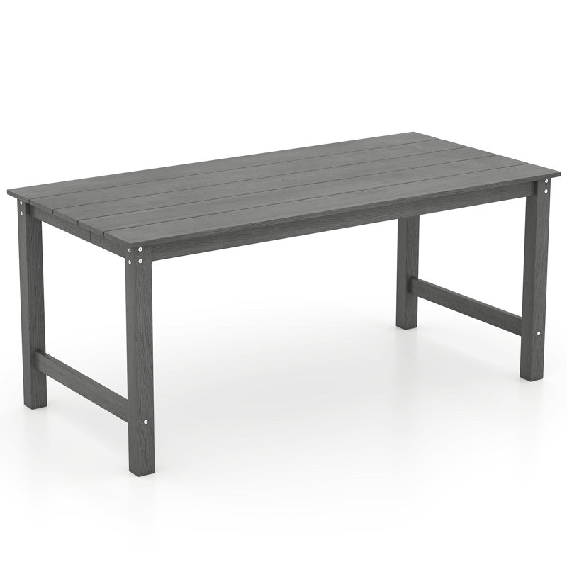 HDPE Outdoor Dining Table for 6 Person 67'' Patio Table w/ Tabletop Black