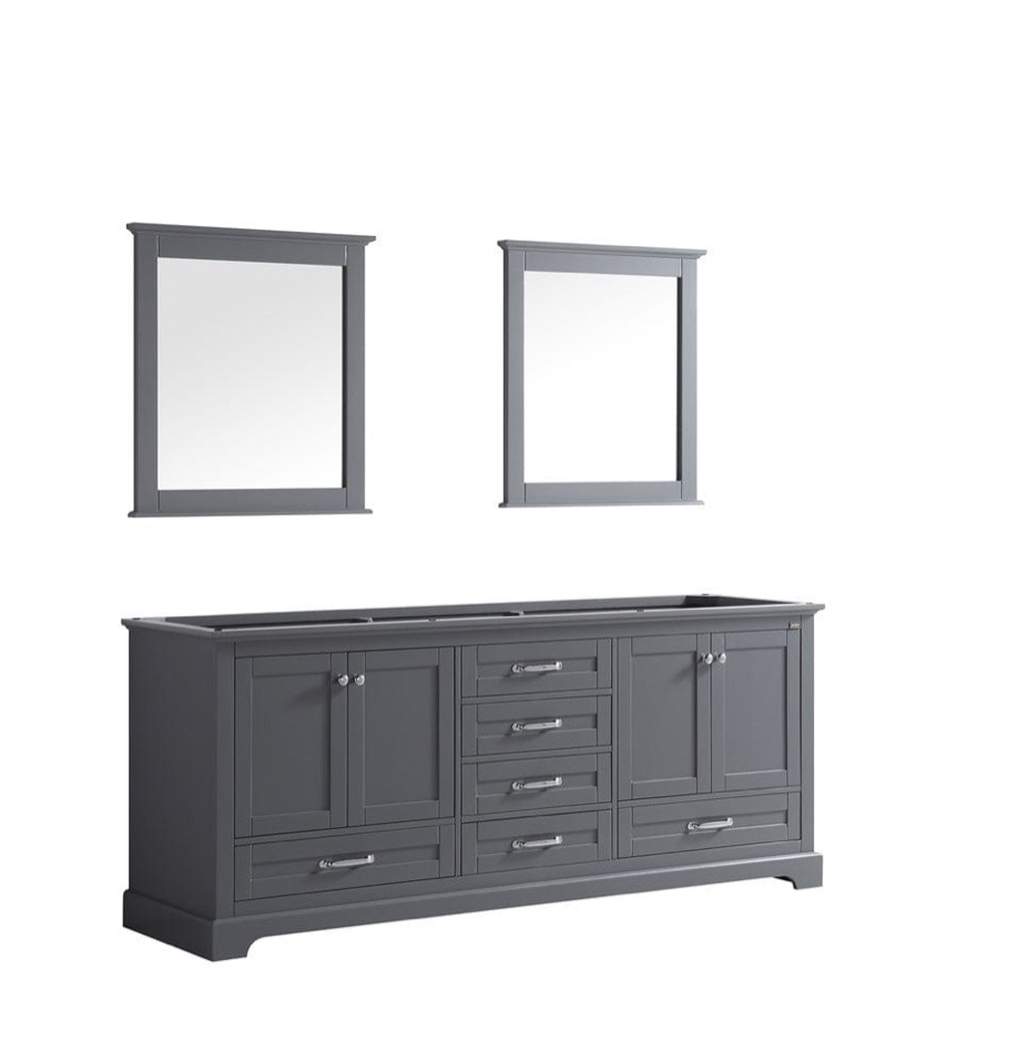  Lexora Dukes 80" Dark Grey Double Vanity | No Top | 30" Mirrors ( NO VANITY NO TOP JUST MIRRORS) 