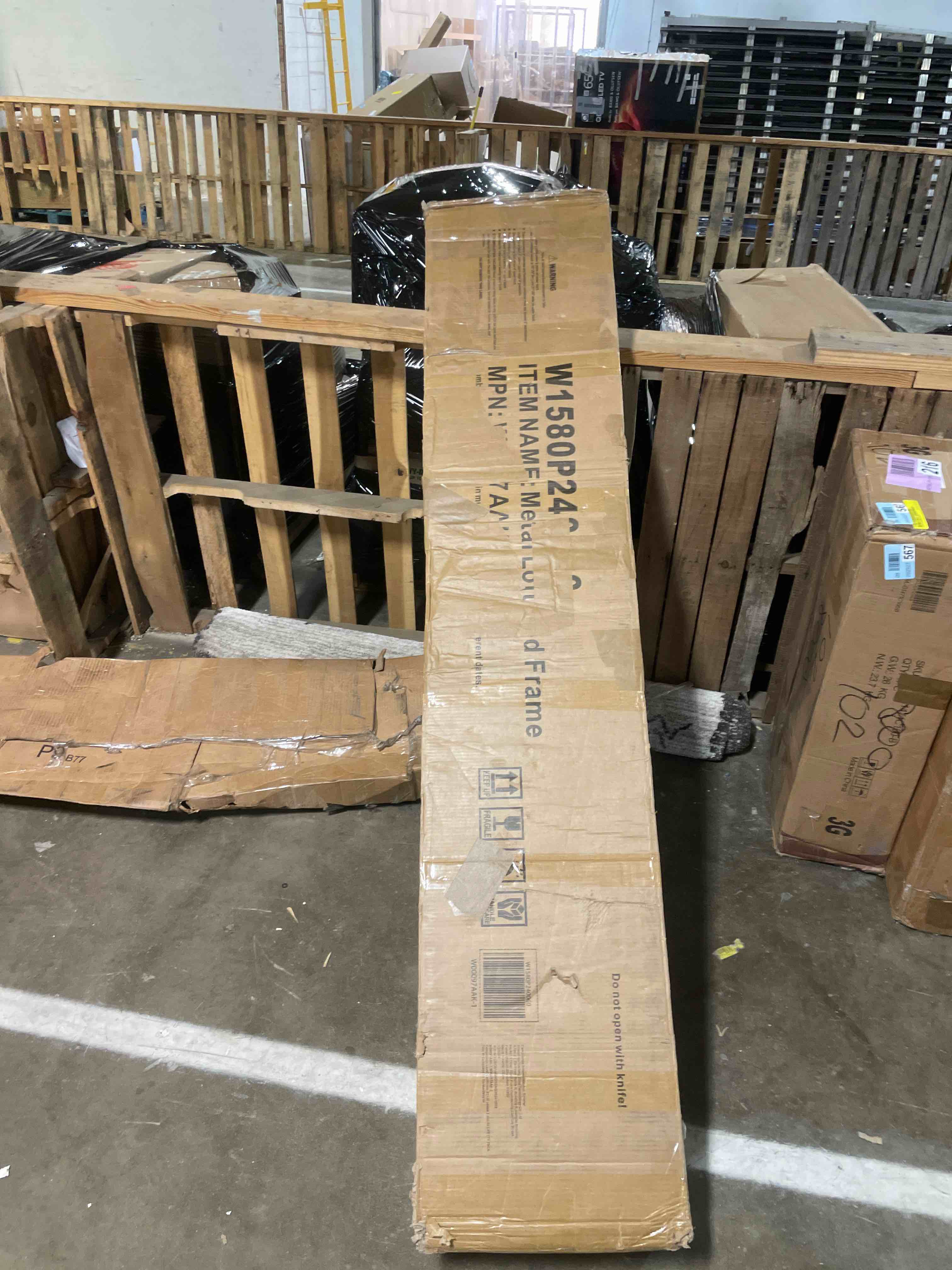 Condition photo showing As Is for Twin Size Low Loft Bed With Led Lights,Sling Drawers And Bookshelf,Metal Twin Loft Bed With Reading Bench,Loft Bed With Storage Basket & Bins,13.98" H Safety Guardrail & Stairs, (box 1 of 2 only)