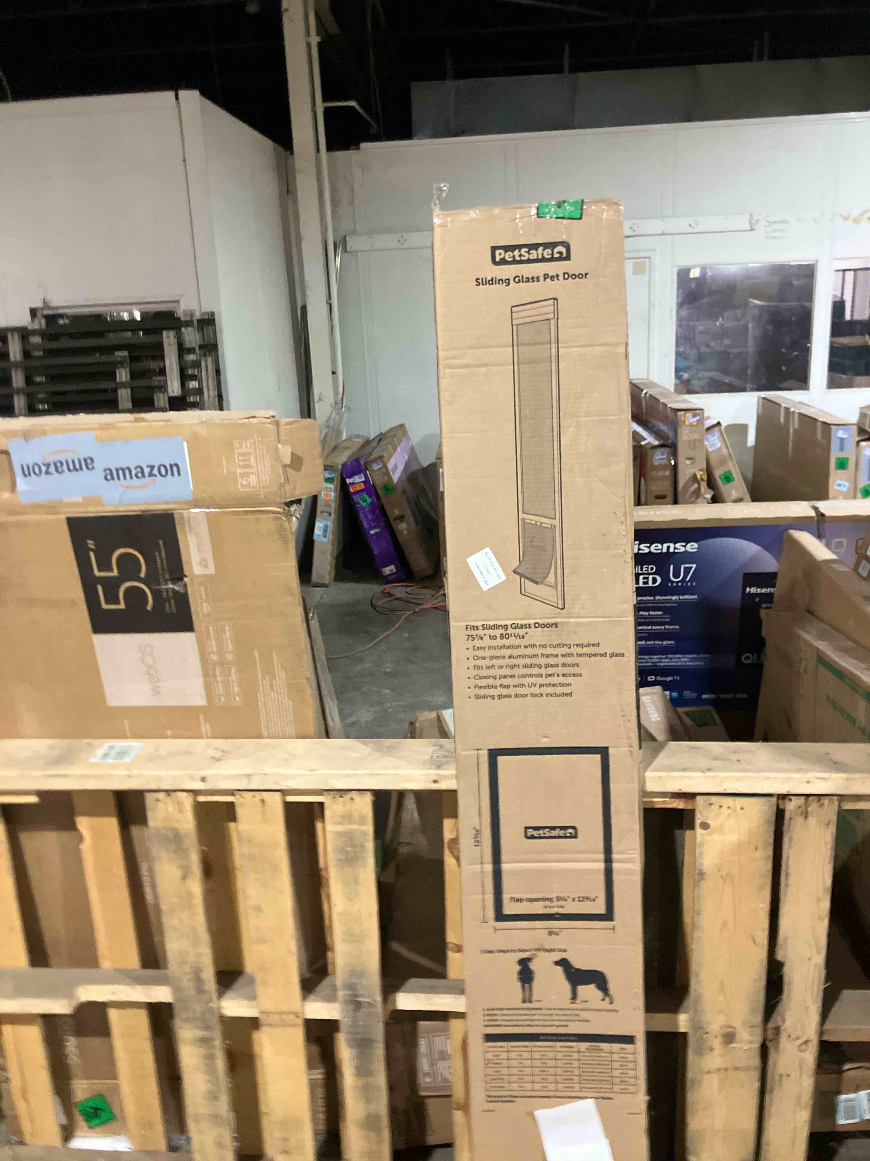 Condition photo showing New/Like New for PetSafe 1-Piece Sliding Glass Pet Door for Dogs & Cats - Adjustable Height 75 7/8" to 81"- Medium, Black, No-Cut DIY Install, Aluminum Patio Panel Insert, Great for Renters or Seasonal Installation