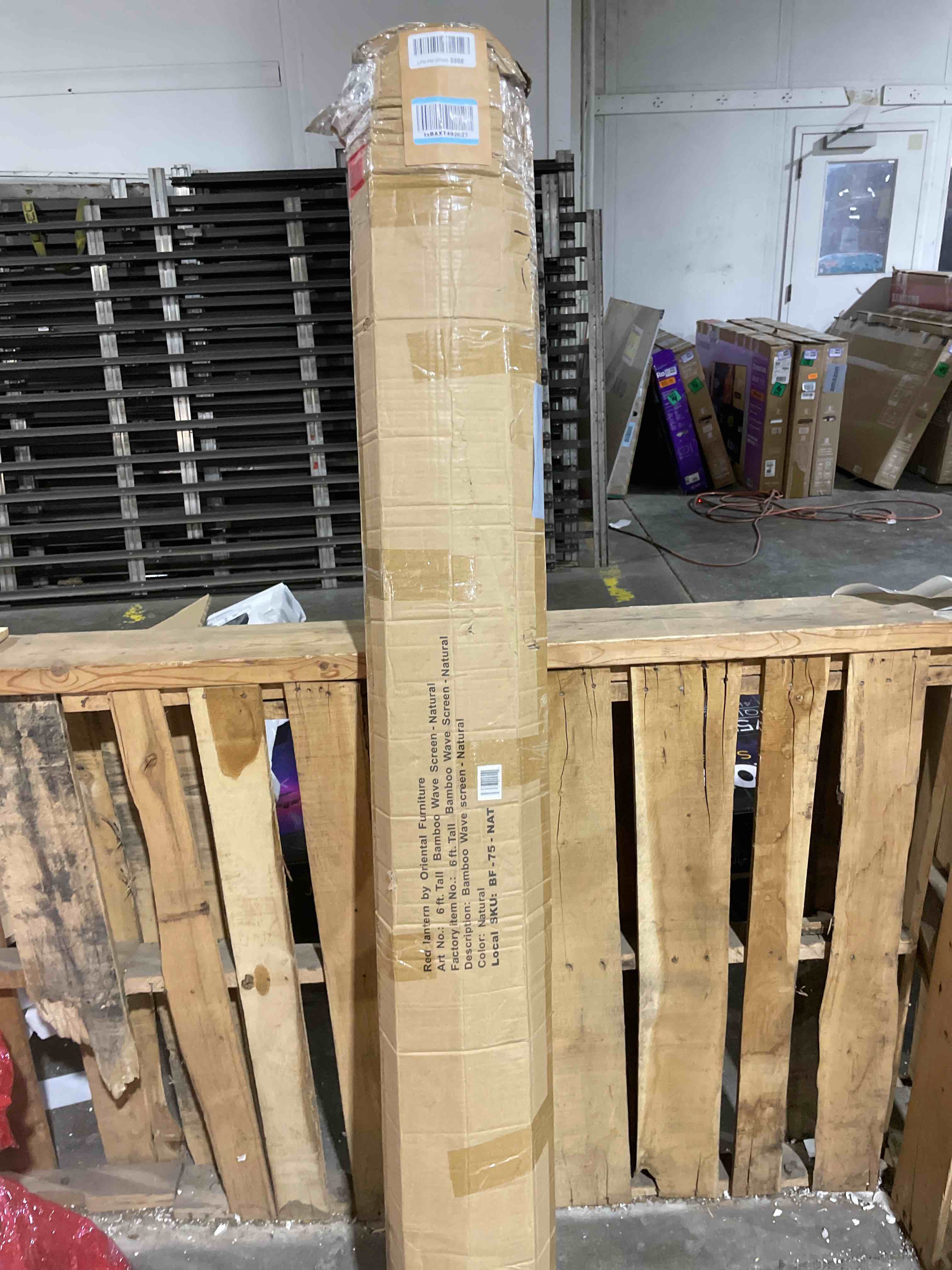 Condition photo showing Good Condition for Red Lantern 6 ft. Tall Bamboo Wave Screen - Natural Natural 6 Foot