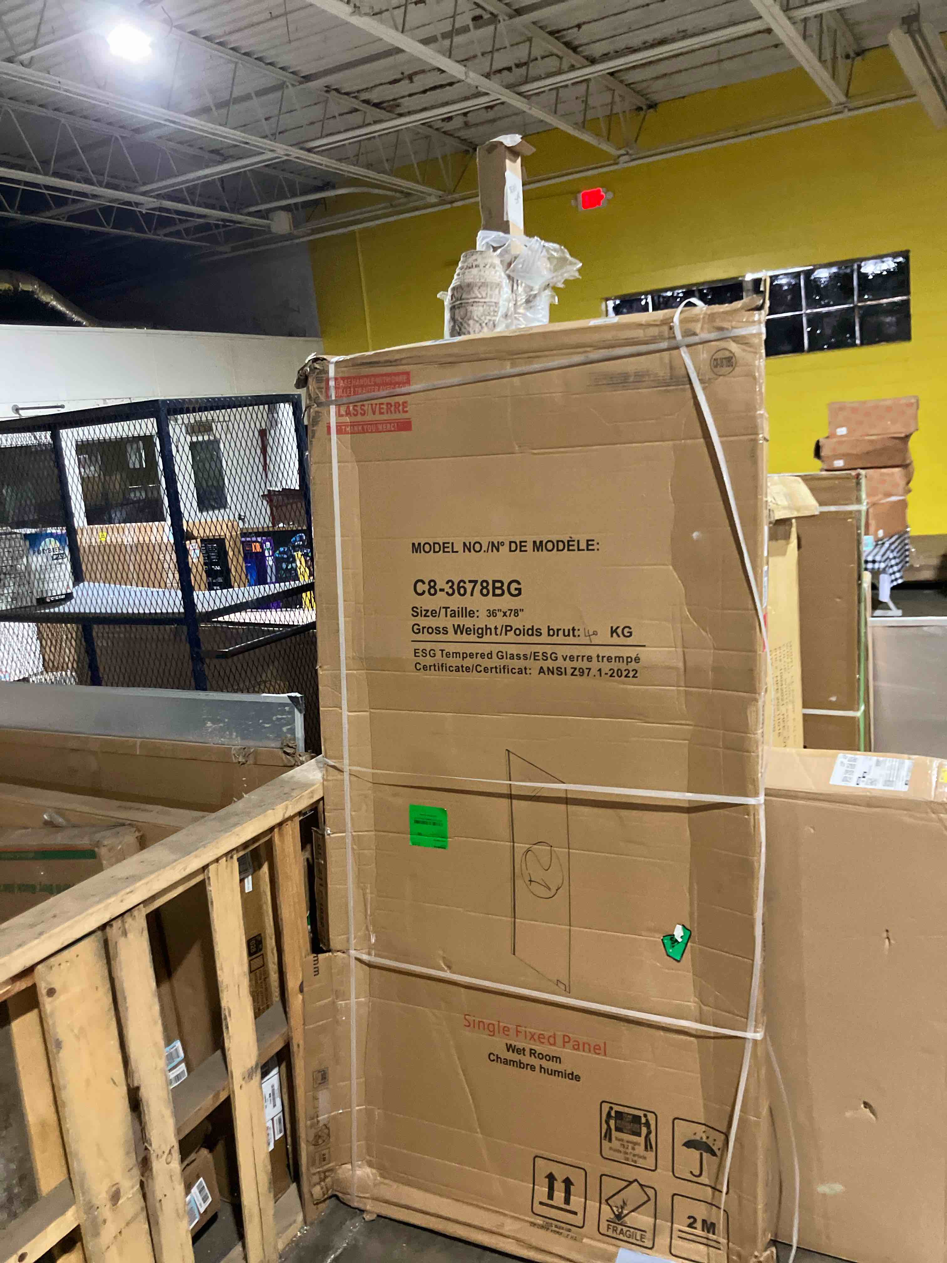 Condition photo showing New/Like New for 36"×78" Fixed Glass Shower Panel, Bathroom Shower Doors 5/16"(8mm) Thick Clear Tempered Glass Panel, Brushed Gold Frameless Shower Door