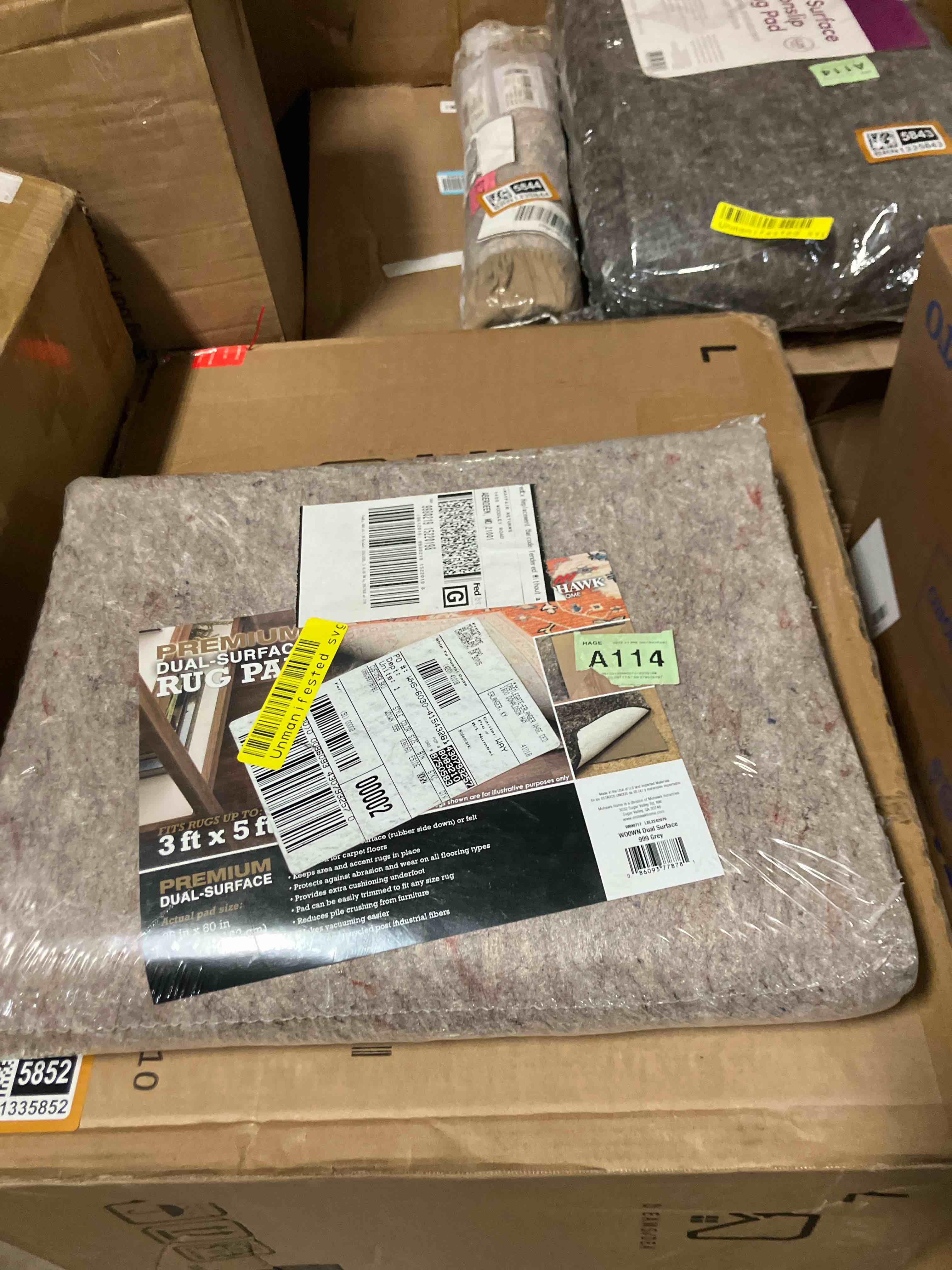 Condition photo showing New/Like New for Mohawk Home 3' x 5' Non Slip Rug Pad Gripper 1/4 Thick Dual Surface Felt + Rubber Gripper - Safe for All Floors 1/4 Inch Dual Surface Rug Pad 3' x 5' (Rectangular)