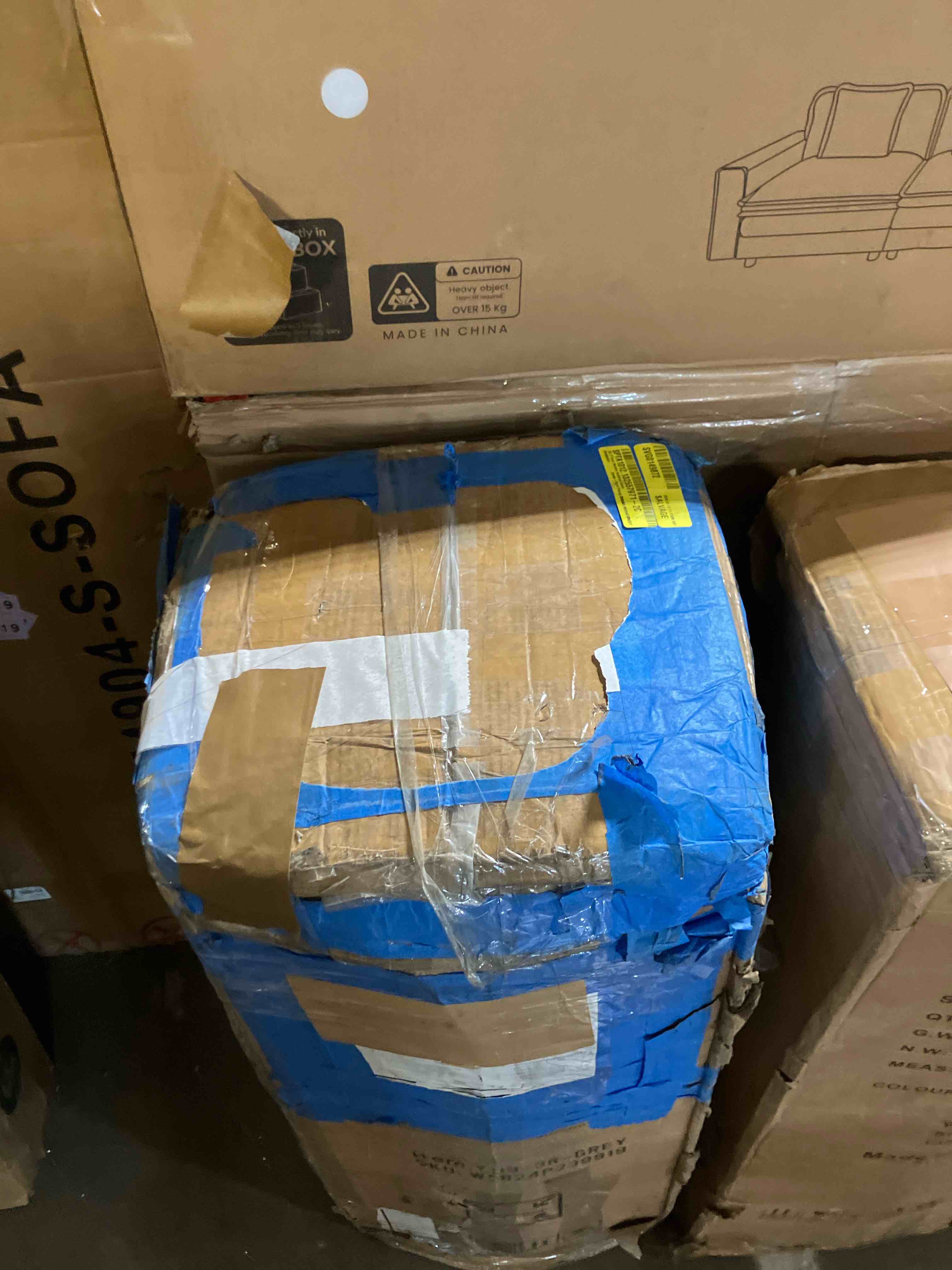 Condition photo showing As Is for 135.4"Cloud Modular Sectional Couch with 1 Ottoman,Modern Minimalist Upholstered Couches, Comfort U Shaped Sofa for Living Room,Deep Seat Corner Couch,No Assembly Required (Right arm chair only)