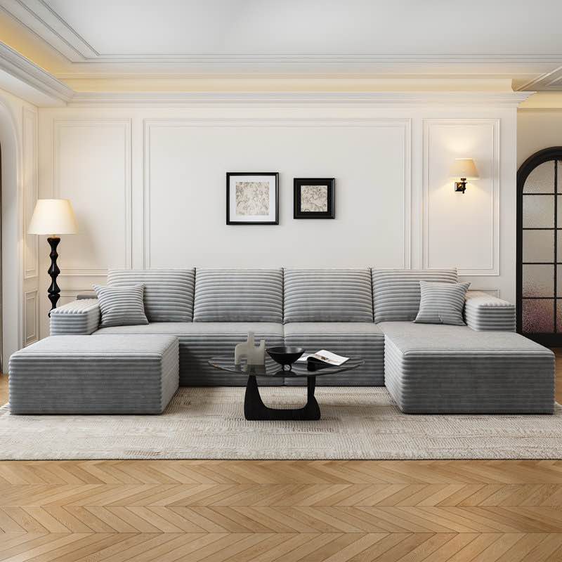 135.4"Cloud Modular Sectional Couch with 1 Ottoman,Modern Minimalist Upholstered Couches, Comfort U Shaped Sofa for Living Room,Deep Seat Corner Couch,No Assembly Required (Right arm chair only)