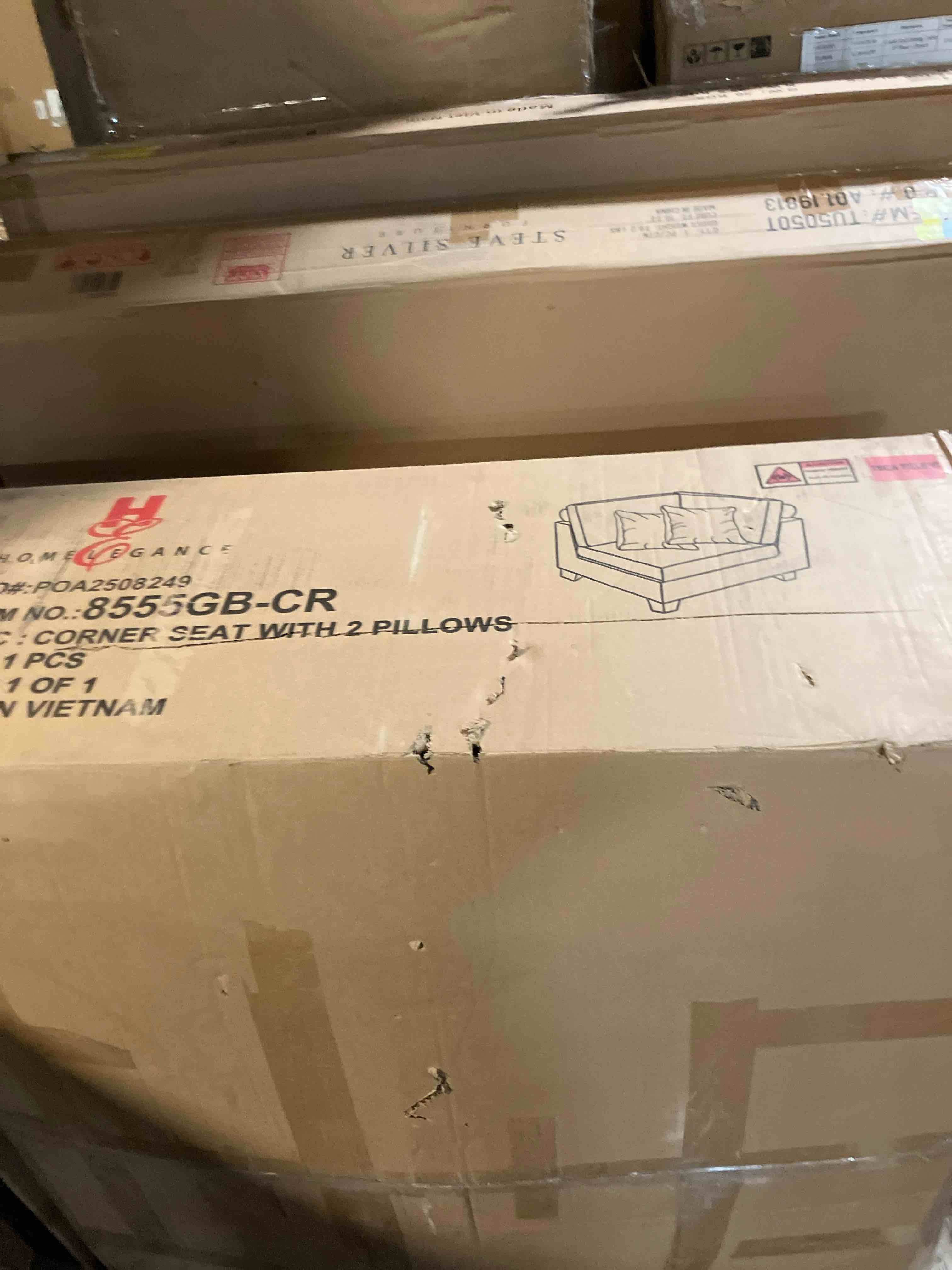 Condition photo showing As Is for Hulett 135" Modern Modular Sectional with Corduroy Fabric (Corner seat only)