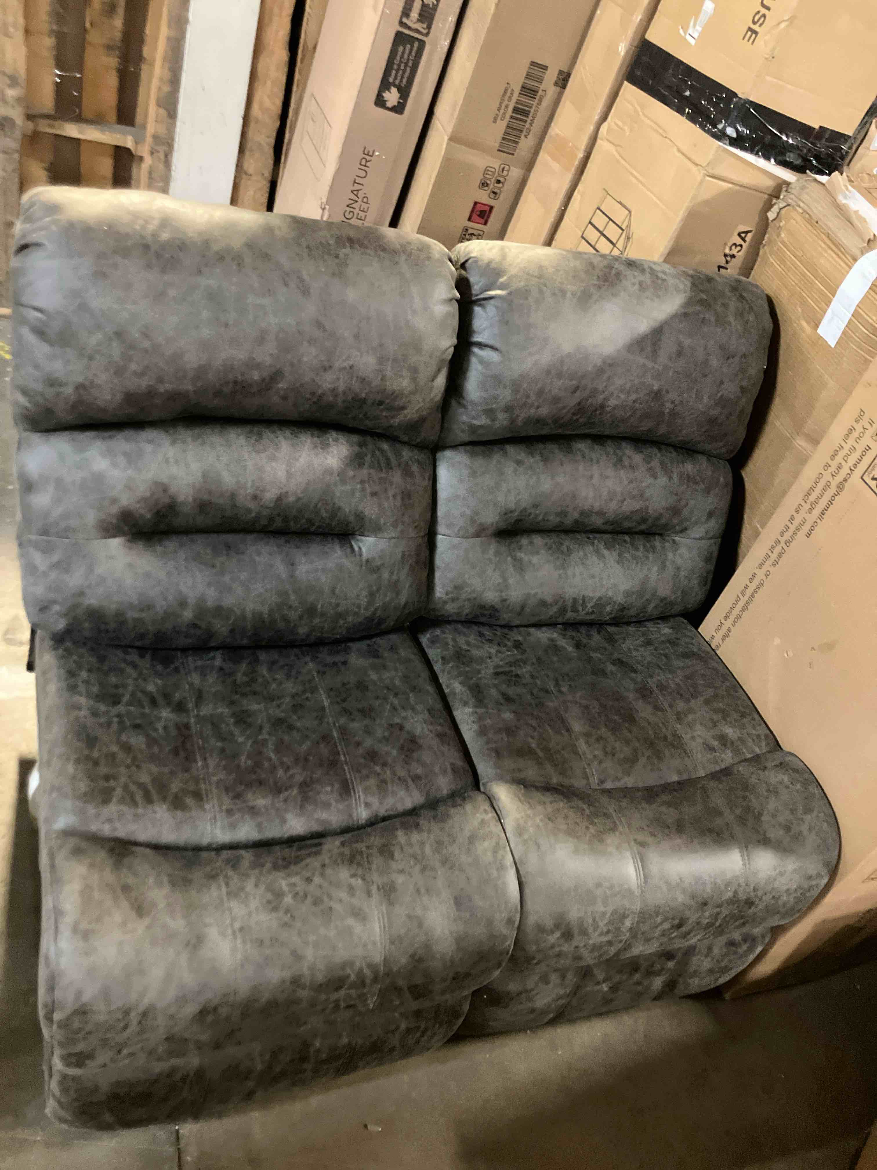 Condition photo showing As Is for 148.7" L Shaped Cloud Sofa Couch with Ottoman, Storage Armrest, Cup Holders, USB & Type-C Ports, Spring Cushions, Solid Wood Frame, Chenille Modular Sectional for Living Room (Dark Gray-L-148.7") (2 armless seats only)