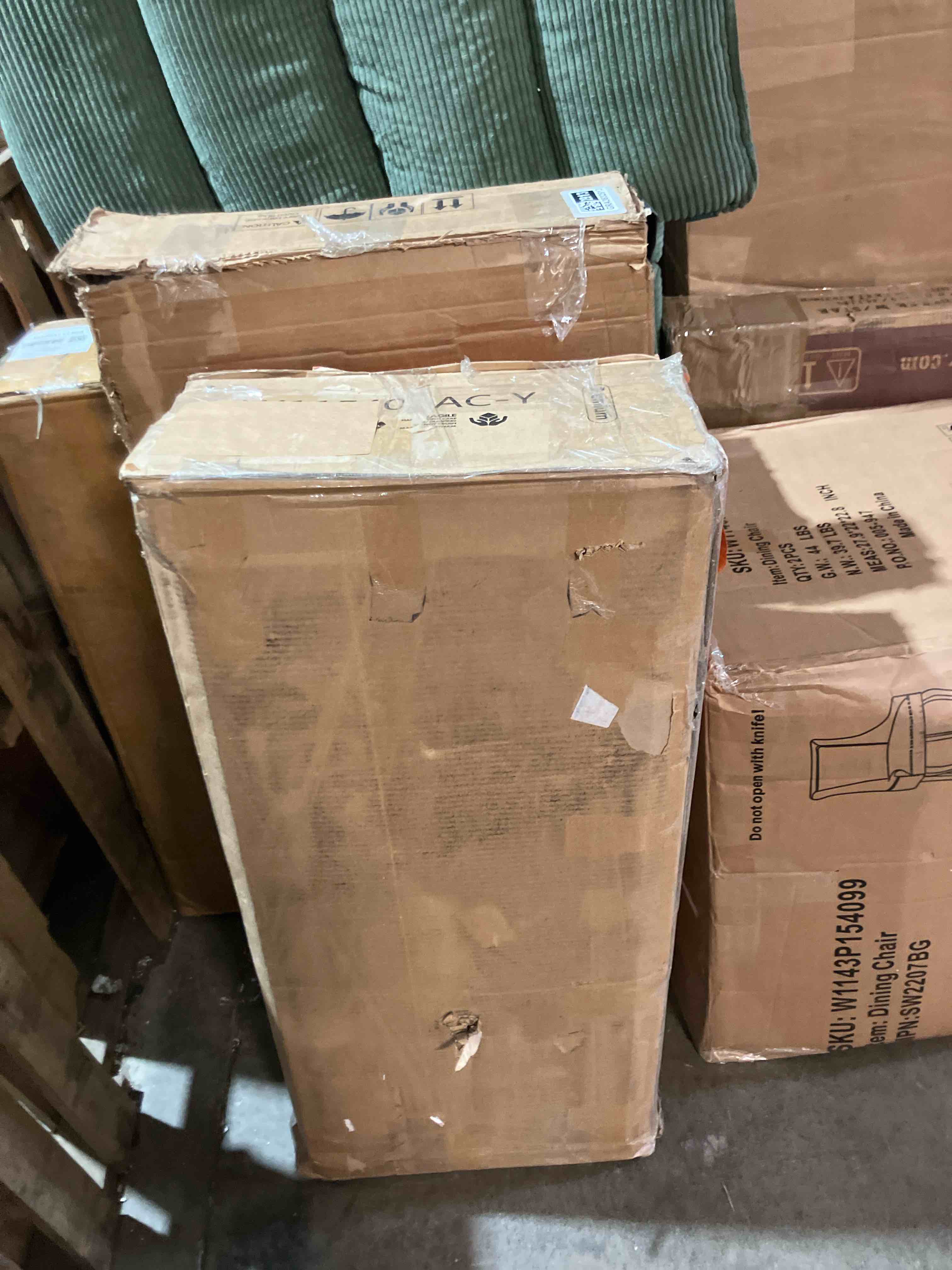 Condition photo showing Good Condition for WAMPAT Farmhouse Nightstand with 3 Drawers, Large Wood Bedside Table Night Stand, Wide Sofa Side End Table 3 Drawers Chest of Dresser for Living Room, Bedroom, Oak, 34 inch(Box damaged)