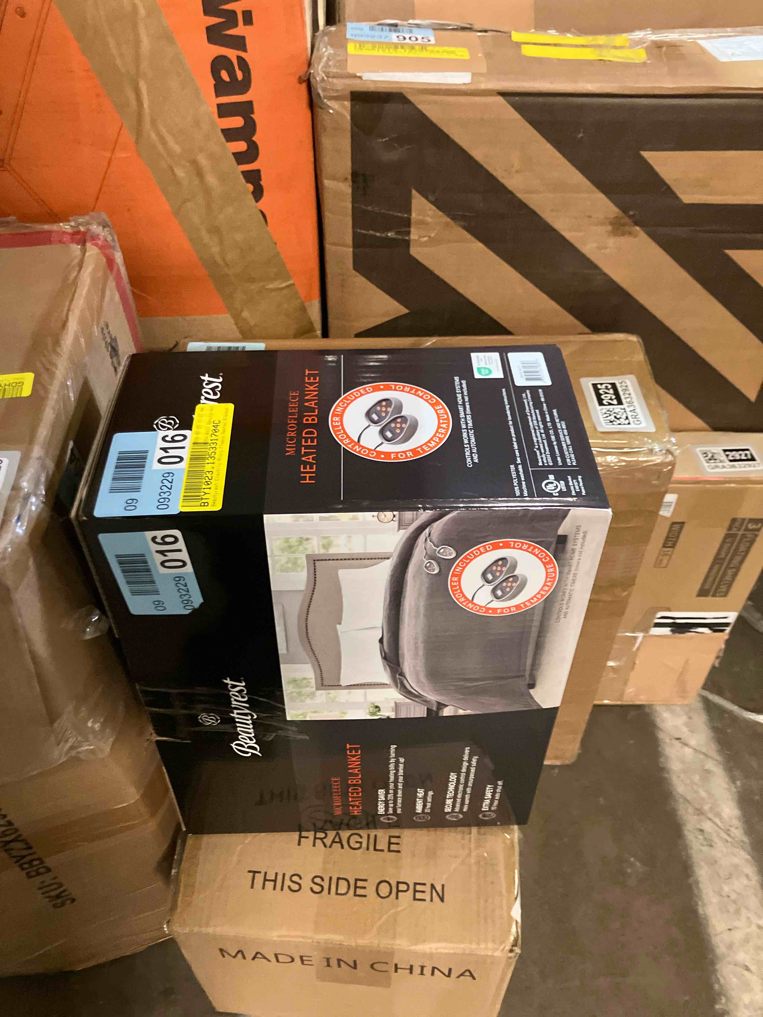 Condition photo showing New/Like New for Beautyrest Electric Blanket Luxurious Micro Fleece Ultra Soft Ribbed Textured, Cozy and Snuggly Cover for Cold Weather, Fast Heating, Auto Shut Off, 20 Level Heat Setting Controller, Twin, Grey