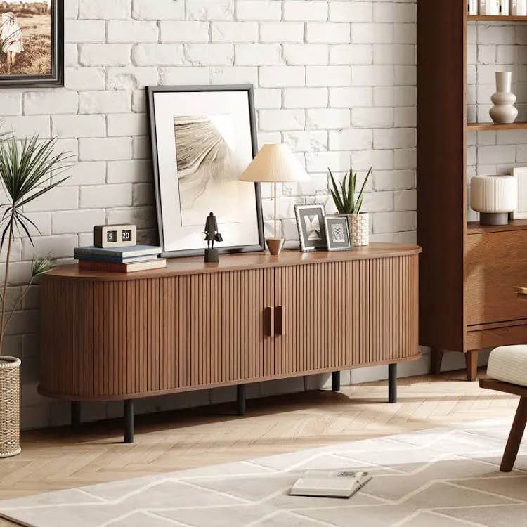 Jalonda Modern Wood TV Stand with Storage and Shelves to Fit TVs Ebern Designs (Missing hardware)