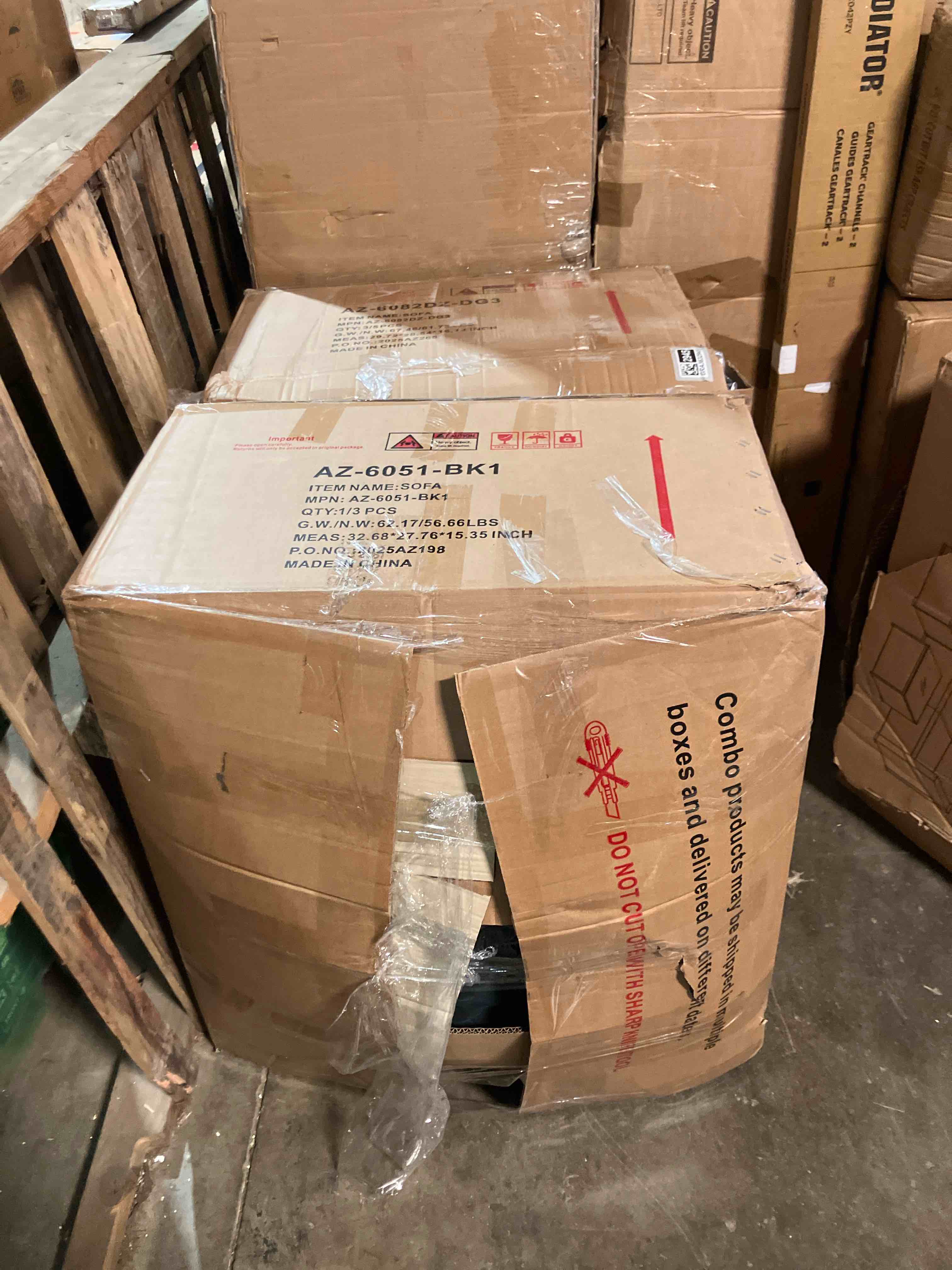 Condition photo showing As Is for L-Shaped Sectional Sofa with Movable Chaise & Storage Ottoman, Lounge 3-Piece Modular Convertible Couches for Living Room, Apartment & Office, Black (2 middle seats only)