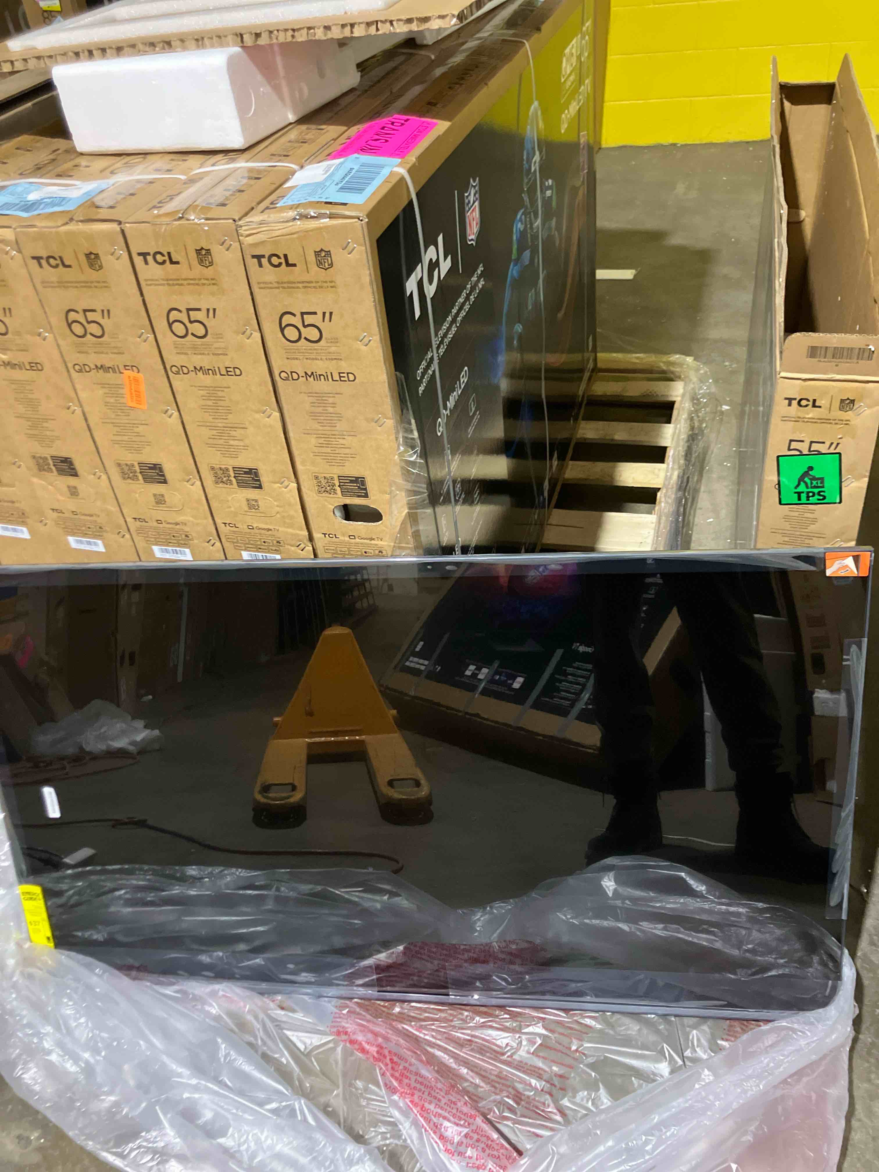 Condition photo showing New/Like New for TCL 55 Inch Class QM6K Series | Mini LED QLED 4K HDR | 55QM6K, 2025 Model | 120HZ-144HZ High Brightness Smart Google TV Dolby Atmos Onkyo Audio | Voice Remote Alexa Gaming Streaming Television