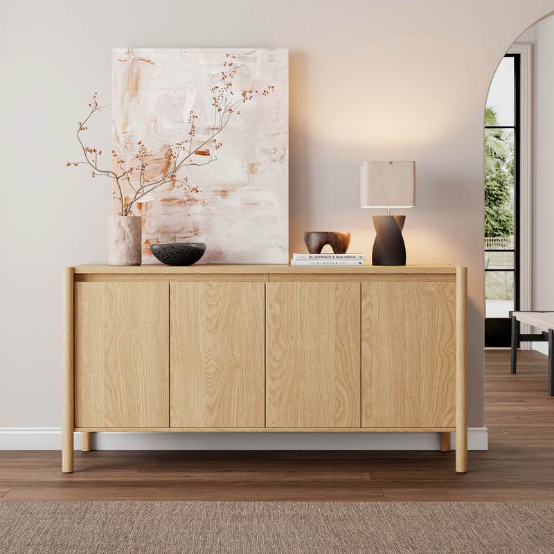 59” w sideboard buffet cabinet, credenza storage cabinet with 4 doors and adjustable shelves for dining room, living room (had minor damage to feet of cabinet)