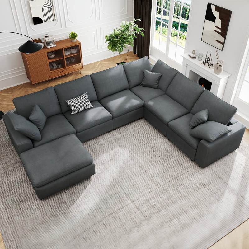 latitude run oversized modular sectional sofa, shariff 7 seat u shaped cloud couch (left arm chair only)