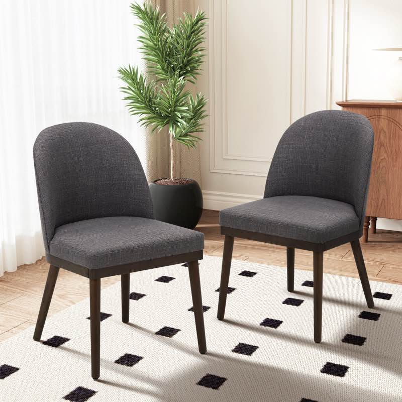 wide cushioned solid wood dining chairs (set of 2)